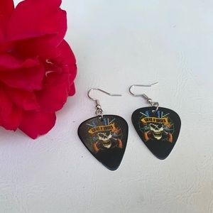 Guns and roses guitar pick earrings